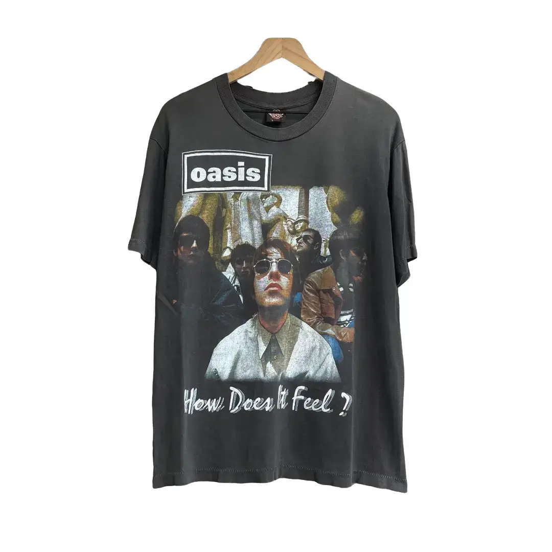 OASIS Vintage Rock Band T-Shirt Rock n Roll Men Short Sleeve Cotton Menswear Top Casual Tshirt Streetwear Tropical