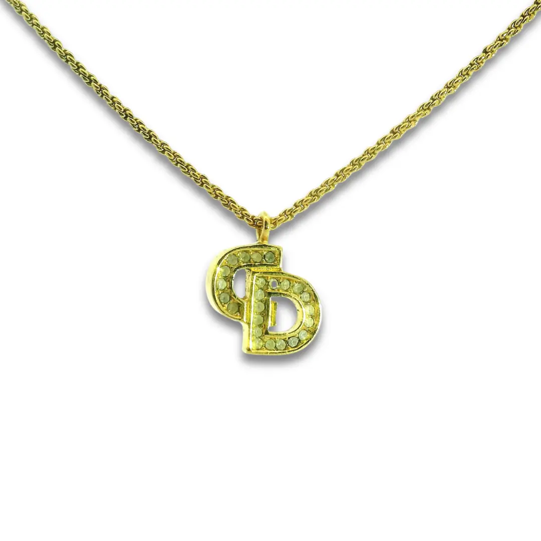 Pre-owned Dior Crystal CD Necklace