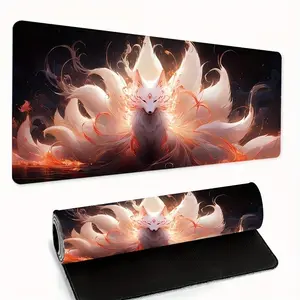 Fox Pattern Mouse Pad, Extra Large Gaming Mouse Pad with Non-slip Rubber Base, Washable Desk Mat for E-sports and Computer Use