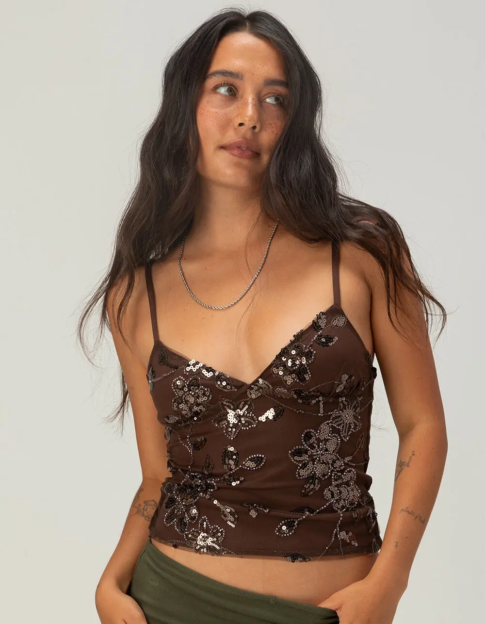 JUST POLLY Womens Sparkle Cami