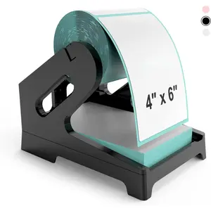 Thermal Label Holder for Rolls and Fan-Fold Labels, Sticker Roll Holder Work with Desktop Label Printer, Label Stand Shipping Supplies for  Office(Black)