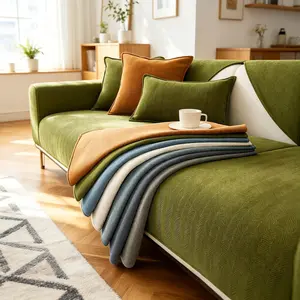 Chenille Sofa Cushion Covers, Thickened Soft Couch Cover for Sofa , Non-slip Waterproof Pet Furniture Protector for Living Room, Bedroom & Office Decor