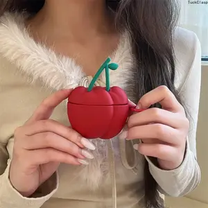 Cherry Silicone AirPods Case, Cute Protective Cover Compatible with AirPods 1/2/3/4/Pro/Pro 2/Pro 3, Soft Durable Earphone Accessory, Perfect Gift for Best Friends