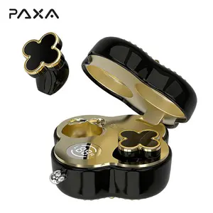 PAXA YX66 Four-Leaf Clover Wireless Earbuds with Bluetooth 5.4, Stable Connection, ENC Call Noise Cancellation, Super Stereo Sound, Luxury Retro Jewelry-Style Design for Women, Elegant Charging Case, Compatible with Android & iOS, Ideal Gif. Headphone