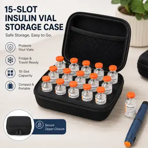 15-Slot Vial Storage Organizer Case, Portable Travel & Fridge Organizer Box, Fits 10ml Vials, Protective Storage Holder with Secure Compartments for Home & On-the-Go