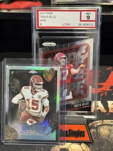 KC Chiefs Bundle Travis Kelce 2024 Prizm Hype #7 Graded Mint 9 and Travis Mahomes Fortune 15 RAW #F15-6