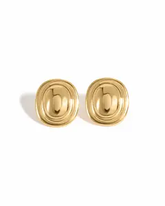  Sami Jewels Oval Statement Stud Earrings, 925 Sterling Silver Earrings, 14K Gold Plated Earrings, Statement Jewelry, Stud Earrings, Hypoallergenic Stud Earrings