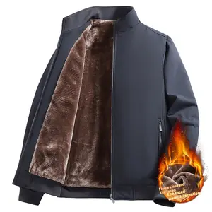 Warm Thickened Cotton Outerwear For Middle Aged And Elderly Men New Style Jacket Solid Color Enhanced Warmth Comfortable Fit