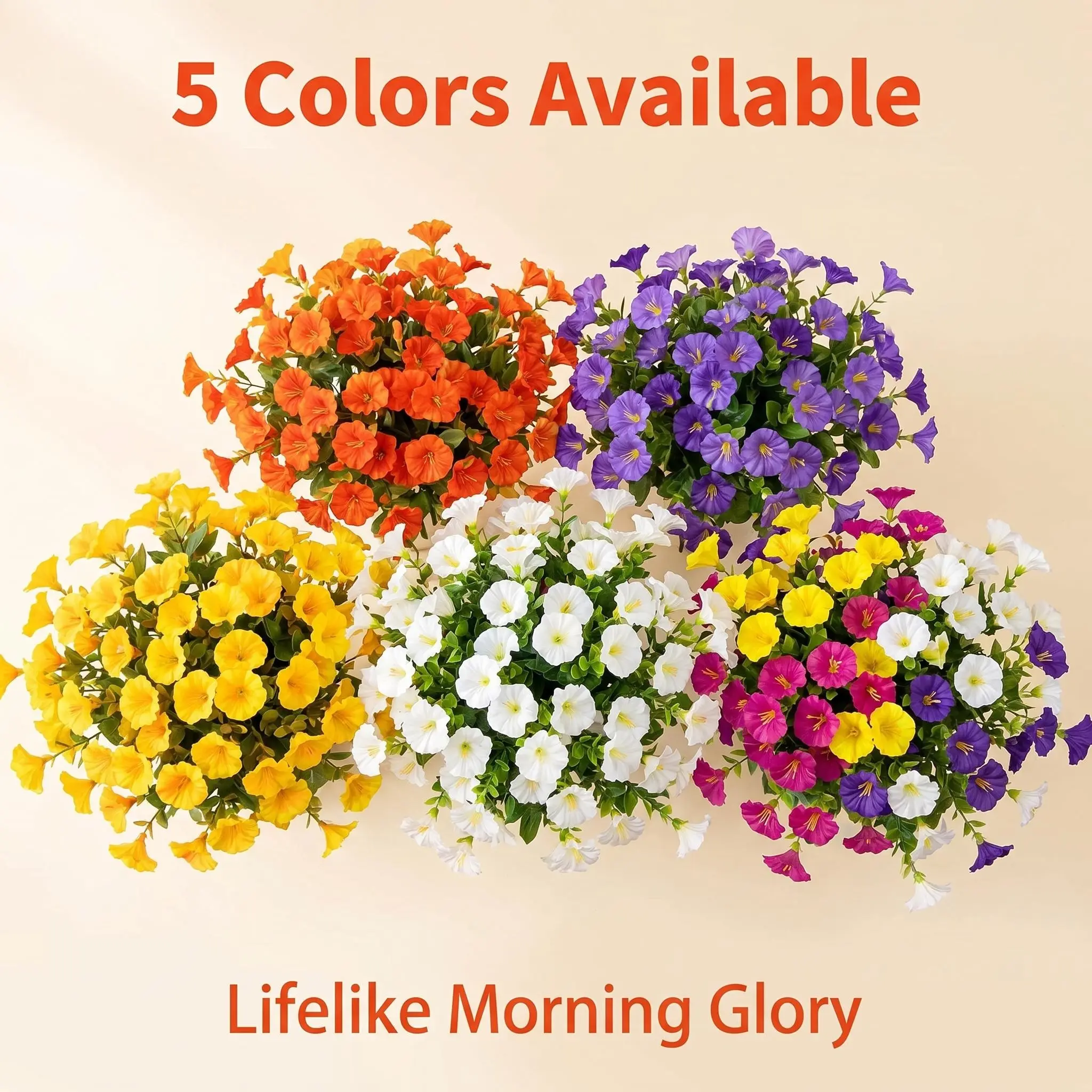 16 Bundles (320 Blooms) Lifelike Morning Glory Flowers, UV Resistant Artificial Silk Plants in 6 Mixed Colors, Fake Flower Bouquet for Porch Balcony Garden Wedding Home Decor (Vase Not Included) room indoor Faux Floral Arrangements