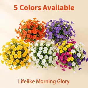 16 Bundles (320 Blooms) Lifelike Morning Glory Flowers, UV Resistant Artificial Silk Plants in 6 Mixed Colors, Fake Flower Bouquet for Porch Balcony Garden Wedding Home Decor (Vase Not Included) room indoor Faux Floral Arrangements