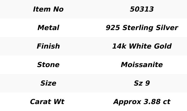 Sterling Silver Square Cluster Moissanite Diamond Mens Ring