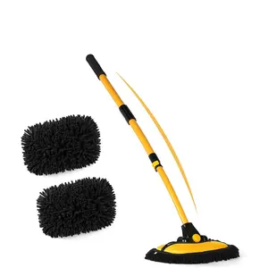 .64"  Wash Brush Mop Kit Mitt Sponge with Long Handle  Cleaning Supplies Kit Tools  Washing Duster Exterior Scratch Free, Chenille Replacement  Extension Pole