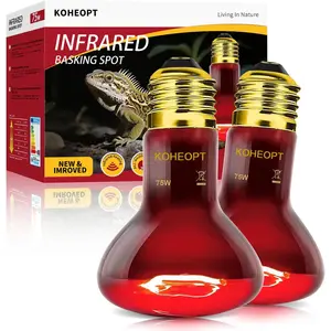 2-Pack 75W Reptile Heat Lamp Bulb, Infrared Heat Emitter Red Heat Lamp for Reptile Amphibian, Infrared Basking Spot Light Bulb, Red Heat Lamp for Chickens, Lizards, Snakes, Turtles