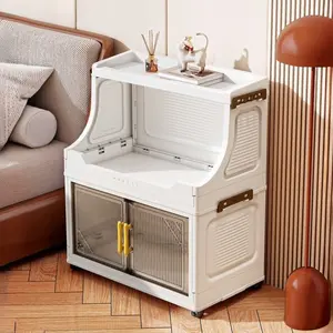 Newly upgraded 47cm/18.5in, 2-6 story vertical foldable storage cabinet with wheels that can be moved, storing small fabric items in the bedroom, storing cleaning tools on the balcony, and making perfect use of corners to save space