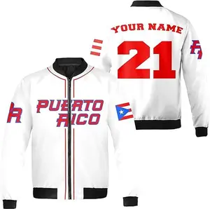Personalized Name & Number Sports Puerto Rico AOP Casual Bomber – Custom Puerto Rico Bomber Jacket, All-Over Print Boricua Outerwear, Personalized Name & Number Casual Jacket, Puerto Rican Flag Streetwear