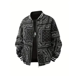 Men'S Paisley Print Jacket -Side Pockets, Machine Washable for All-Season Wear, Zip Up Jacket, Allseason Jacket western outfit