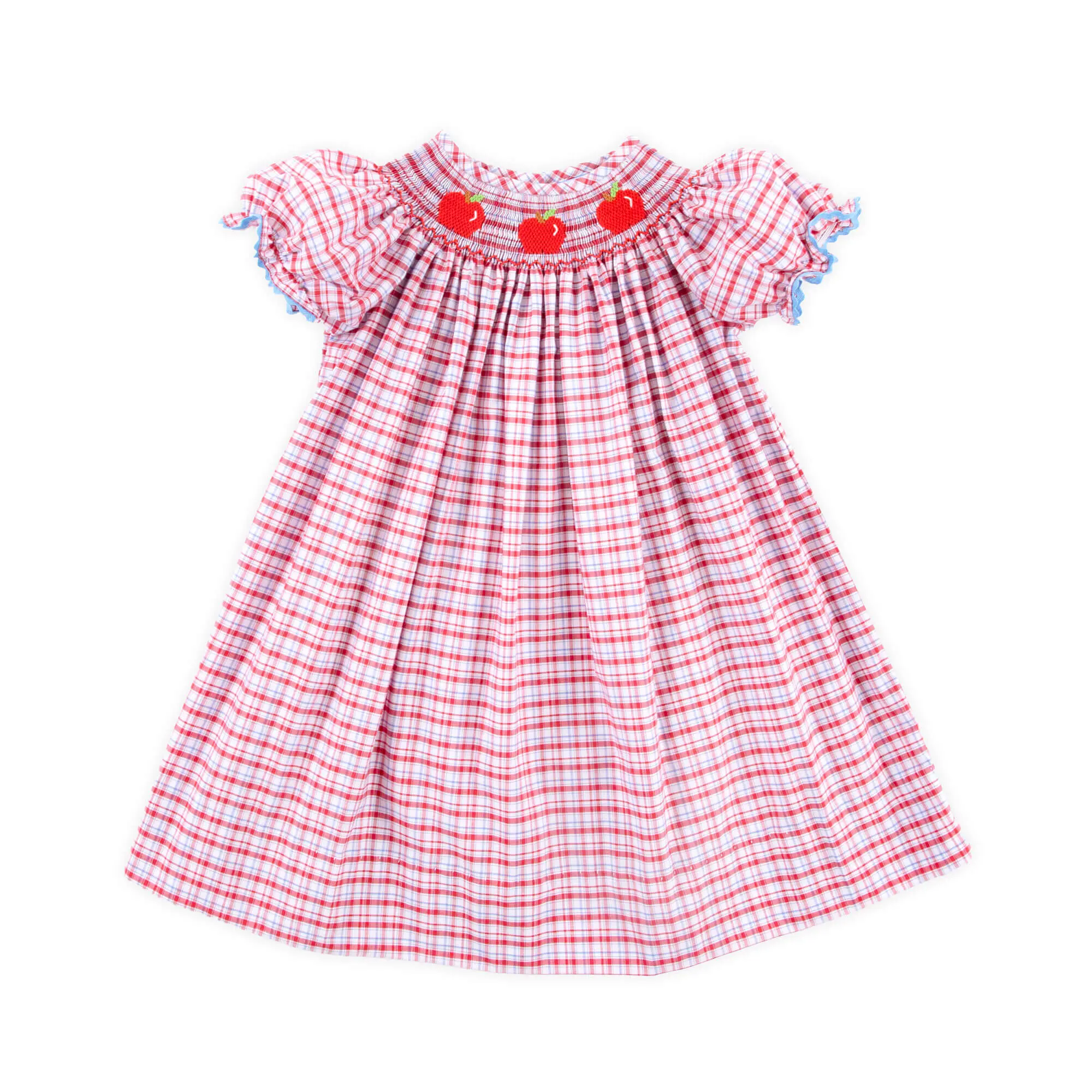 Apple Smocked Red Plaid Bishop Dress - Sweet Back to School Outfit for Girls