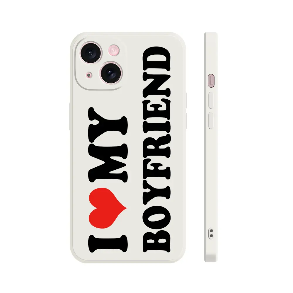 I Love My Boyfriend / Girlfriend Letter Pattern Phone Cases Black & White  Shockproof TPU Soft Liquid Silicone Protector for iPhone 17 Pro Max 17Air  16 15 Plus 14 13 12 11 with Lanyard Button, Accessories, Smartphone -  TikTok Shop
