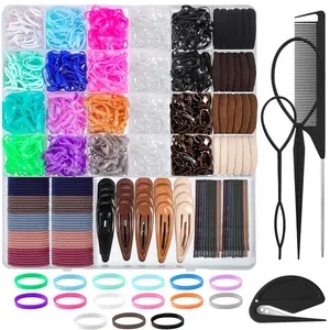 Colorful Hair Tie Set + Professional Hair Tools, Elastic Bands, Rubber Band & Girls' Hair Combs, Ideal for Parties & Festivals, Single Pack