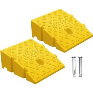 2Pack Portable Lightweight Heavy Duty Plastic Driveway Curb Ramps for Low Cars Motorcycles, 5.12 inch High