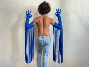 One size Fashion Gloves With Fringe | Fringe Hand Gloves For Drag Queens | Costume Hand Gloves