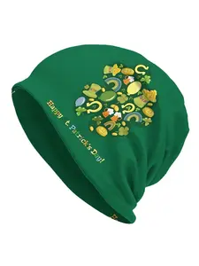 Funny graffiti clover Bonnet Homme Fashion Thin Hat Saint Patrick's Day Skullies Beanies Caps For Men Women Style Hats