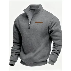Men's Half - Zip Pullover with Contrast Zipper & Pocket - Stand - Up Collar, Ribbed Cuffs & Hem, Classic Fit. Perfect for Transitioning from Casual Daily Errands to Light Outdoor Adventures. Elevate Your Wardrobe with Subtle Contrast Details.