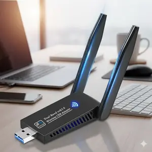 1300Mbps High-Speed USB WiFi Adapter for PC Desktop Laptop, Dual Band 5GHz 2.4GHz Wireless Network Card with Dual Antennas, Compatible with Windows 11/10/8/7, Stable Long Range Internet Connection, Wireless Adapter Dongle