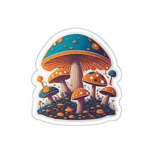 Kiss-Cut Stickers, colorful mushrooms stickers, aesthetic stickers