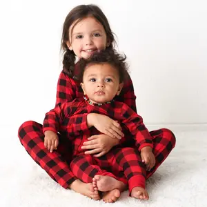 Bestaroo Black & Red Plaid Romper - Soft Modal Coveralls, Dual Zipper, Cuffed Ankle, Snug Fit for Safety, Cozy & Comfortable - Sizes XS-XL