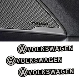 4/8pcs 3D Aluminum Car Audio Speaker Stereo Badge Emblem Adhesive Decoration Sticker For VW Golf Polo Passat Jetta Tiguan Arteon Touran Touareg Auto Styling Accessories