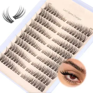 Natural Lash Clusters Wispy Eyelash Clusters C Curl Left&Right Cluster Eyelashes Extensions 180pcs Cluster Lashes DIY Individual Lash Extension Thin Band Cat Eye Lashes