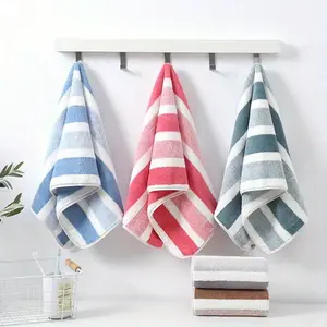 8-piece Set Lint-Free Super Absorbent Super Soft Two-Color Striped Interval Bath Towel Combination Including 2 Large Bath Towels 2 Large Face Towels 4 Hand Towels
