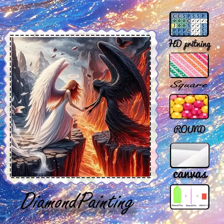 5D-DIY, advanced velvet canvas, diamond art, diamond painting kit, angel dual AB diamonds, fairy dust diamonds, crystal diamonds, perfect home decor, handmade diamond art painting kit, special craft diamond art kit, HD Printing, Round