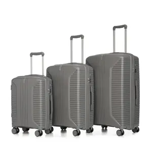 20/24/28 inch polypropylene luggage set of 3, 20 inch can board without checking in, 24/28 inch is filled with long-distance luggage, silver gray high-grade dirt resistant 360 °   rotating wheel push smoothly, password lock anti-theft