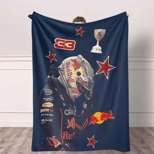 Formula Racing Flannel Blanket, Verstappen Champion Print Pattern, Super Soft, Lightweight, Warm, Perfect for Motorsport Fans, Living Room Decoration, Race Viewing, Collectible Gift