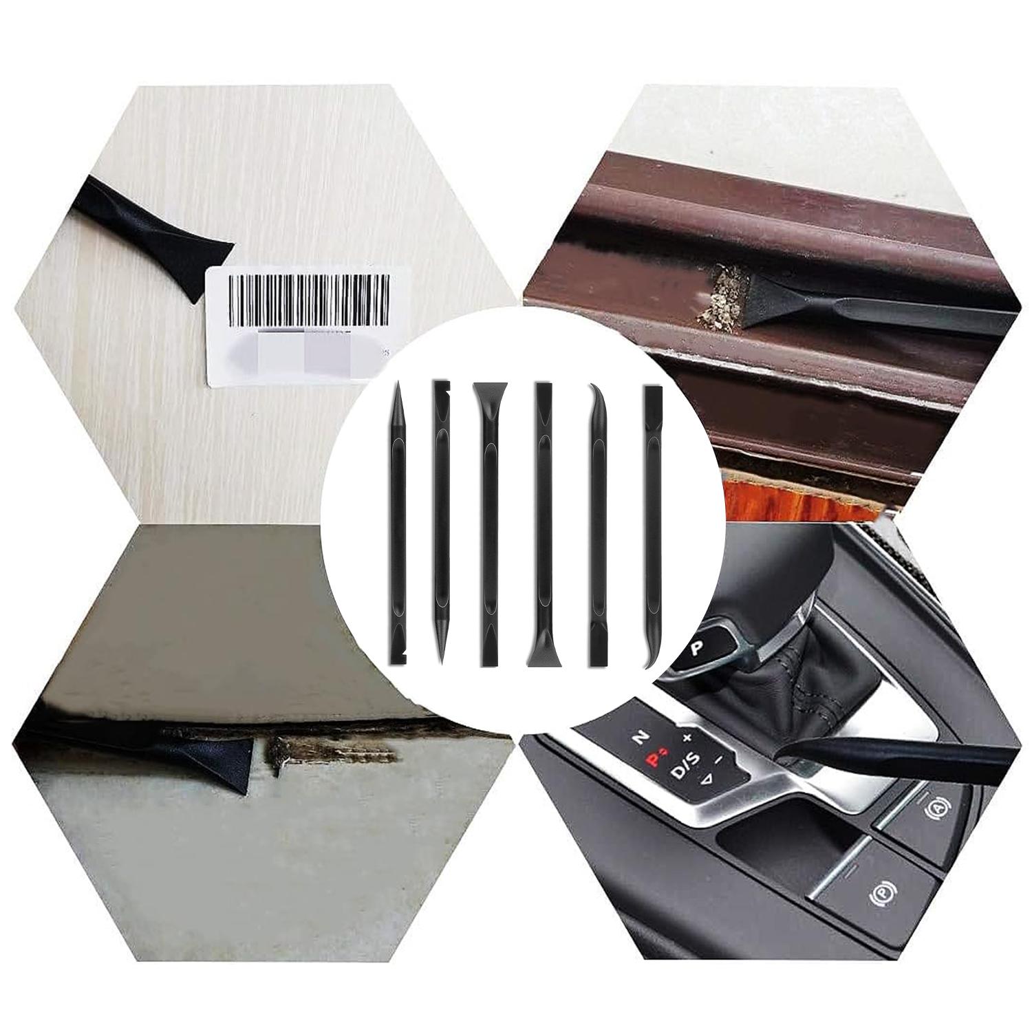 Car Detailing Pick Set for Car Detailing Kit,Safe Automotive Tool Set for Cleaning, Plastic Picks with 6 Cleaning Heads, Interior and Exterior Use,6 Pack