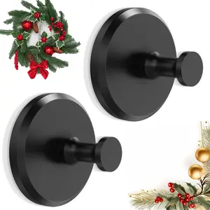 Household daily necessities Suction Cup Hooks for Wreaths,Suction Cup Wreath Hanger,2025 New No Drill Wreath Hanger for Front Door Glass Window Towel Door Bathroom Shower Hooks for Inside Shower,Black,2PCS