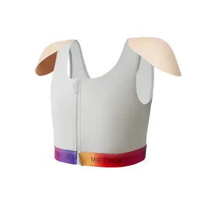 CosmicOtaku Chest Binder with 4 Pairs Interchangeable Shoulder Pads, Front YKK Zipper, Breathable Mesh Vest for Cosplay & Cyberpunk Outfits