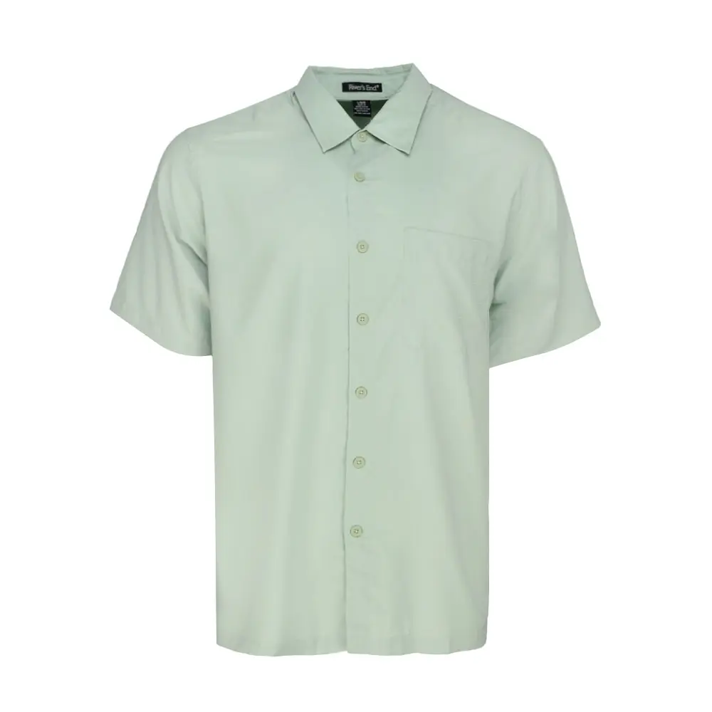 River's End Mens Camp Collared Long Sleeve Button Up Shirt Casual Tops Casual - Green