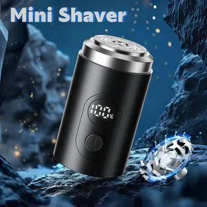 Portable Electric Mini Shaver, 2025 new Men's Electric Capsule Razor, with LED Display, Washable Wet and Dry Razor, Gift for Men, Dad, Father's Day, Suitable for Home, Car, Trave, Office (Black)