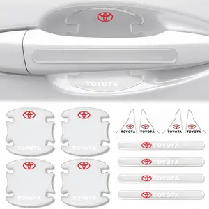 12pcs Car Door Handle Scratch Protection Film, Invisible Transparent Anti-Collision Strip, Corner Guard for Toyota All Models, Auto Accessories