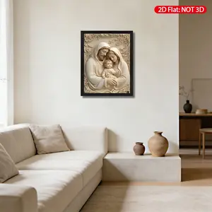 2D Flat Framed Canvas Print,  Mural Art, Religious Icon Painting, Home Church Chapel Decor, Cream White Color, Easter Gift, Spiritual Housewarming Gift, Catholic Devotional Wall Art, Ready to Hang, 1 Piece