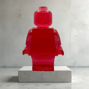 Hot Pink Resin Robot 11" Tall Handmade Resin Figure - 1-of-1 Art Piece for Nursery & Office Decor