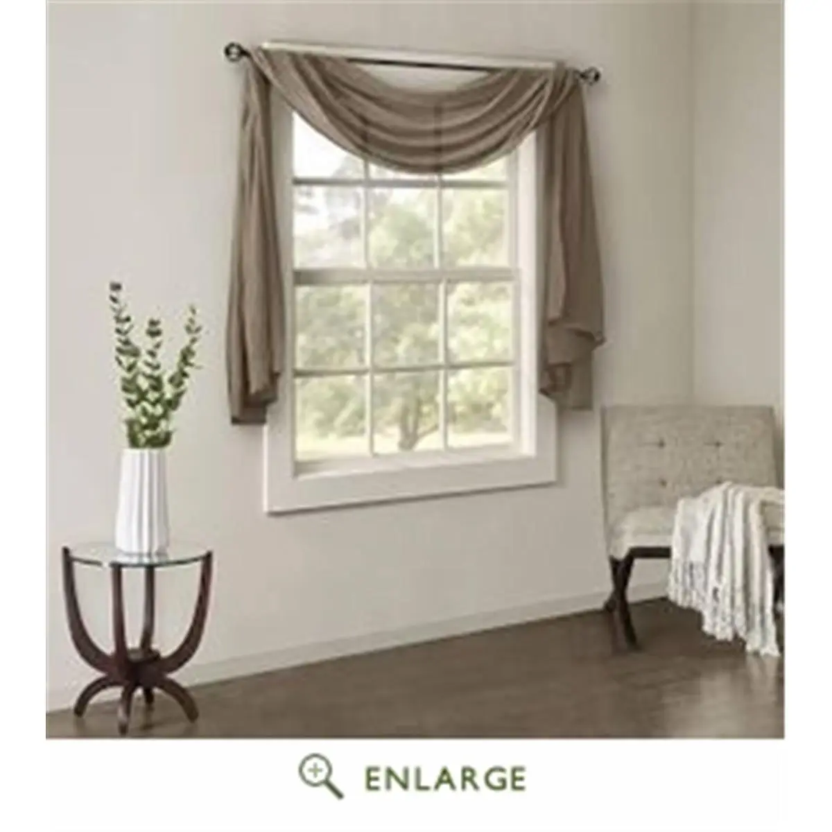 212 MAIN Harper Solid Crushed Sheer Home Decorative Curtain (42x144 in.) - Taupe, Airy, Easy-Draping Window Curtain for Baby Nursery, Window Curtains