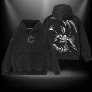 Moon Knight MCU Hero Double Printed Oversize Tshirt Sweater Hoodie heavytweight Acid Washed Tee TV Show Graphic Top Cotton Gift T-Shirt For Comic Lover, Gift T-Shirt For Movie Lover