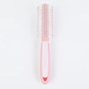 Round Hair Brush, Detangling Fluffy Scalp Brush with Ergonomic Big Handle, Plastic Lightweight Macron Styling Color Comb for Faster Blow Drying and Volume for Long,Thick, Curly Hair Women/Girls/Kids
