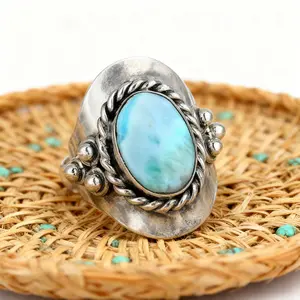Huajie wish cross-border new 925 silver ring, European and American style bohemian jewelry emerald ring direct sales