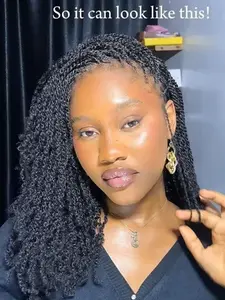 Exclusive Edition Brazilian Twist Crochet Hair Fluffy Spring Mini Twist Passion Twist 100% Human Hair Dreadlock Afro Kinky Bulk Virgin Hair Natural Black Color For Twist Braid Hair Extension For Black Women No Shedding Tangle Free Box Braids