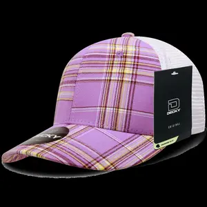 212 MAIN Pet Trucker Cap - Unisex Plaid Print, 6-Panel Mid Profile Structured Crown, Adjustable Snapback Closure, Casual Trendy, 6017-187 187-White, 1 Size Fits Most